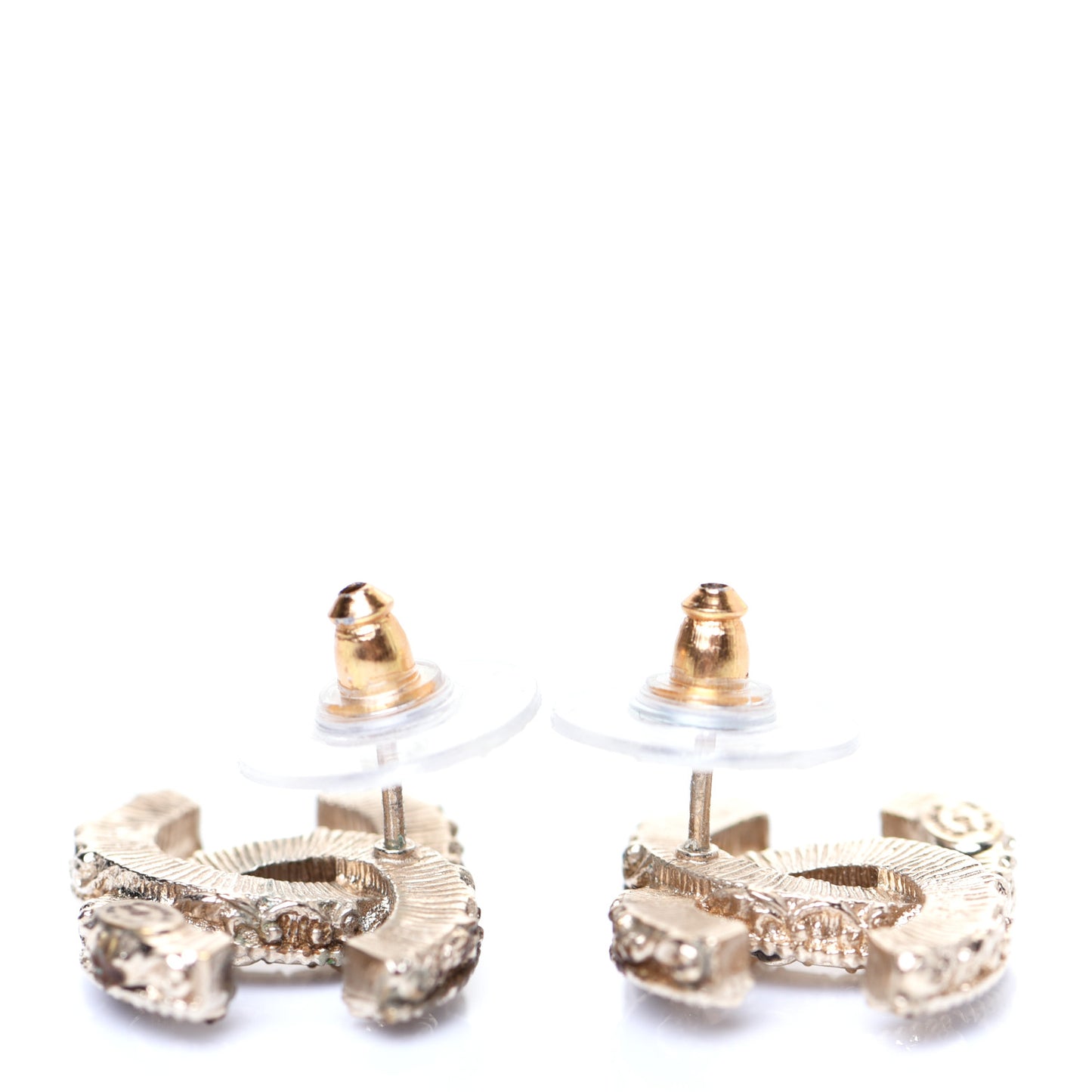 Enamel CC Baroque Earrings Black Gold