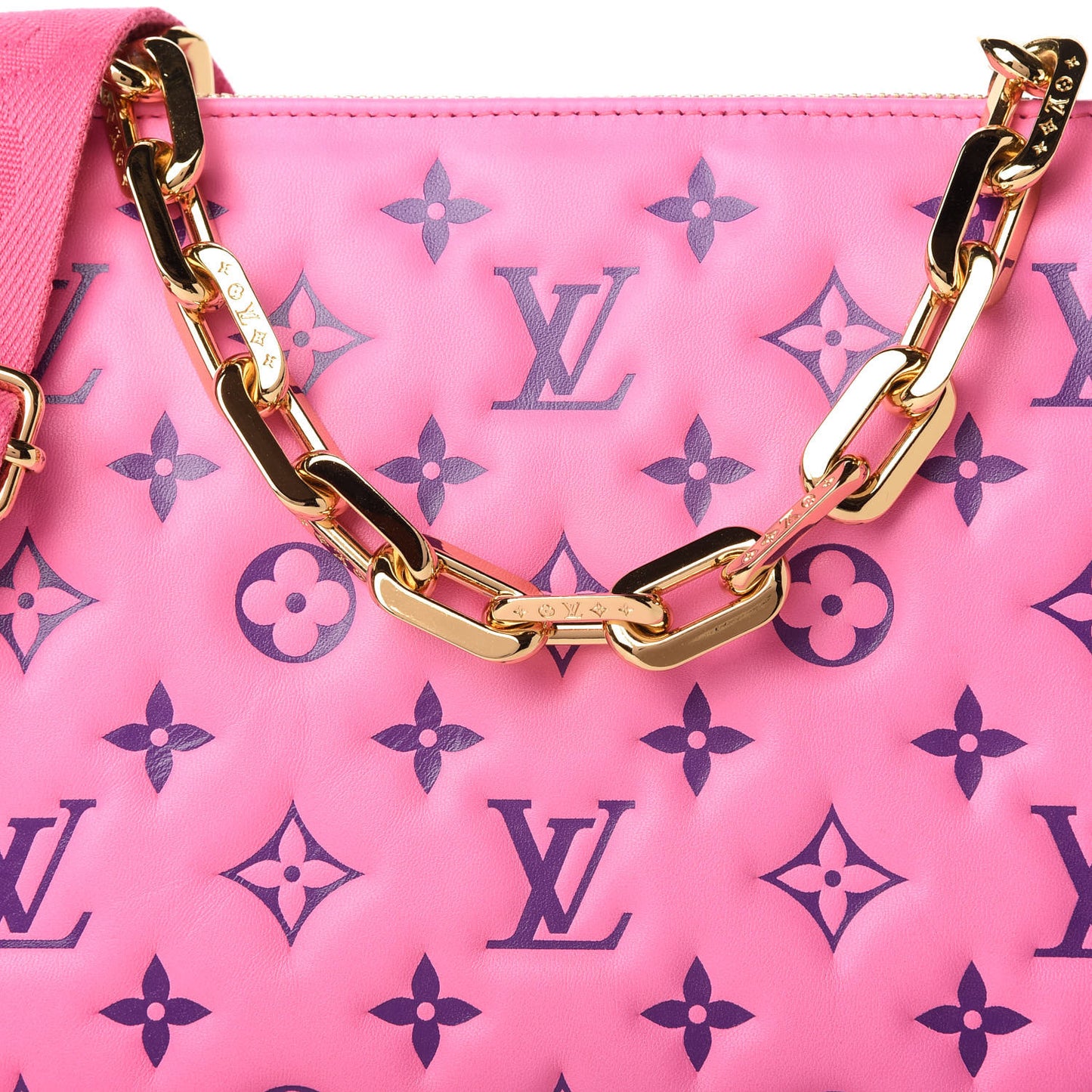 Lambskin Embossed Monogram Vuittamins Coussin PM Rose Violet