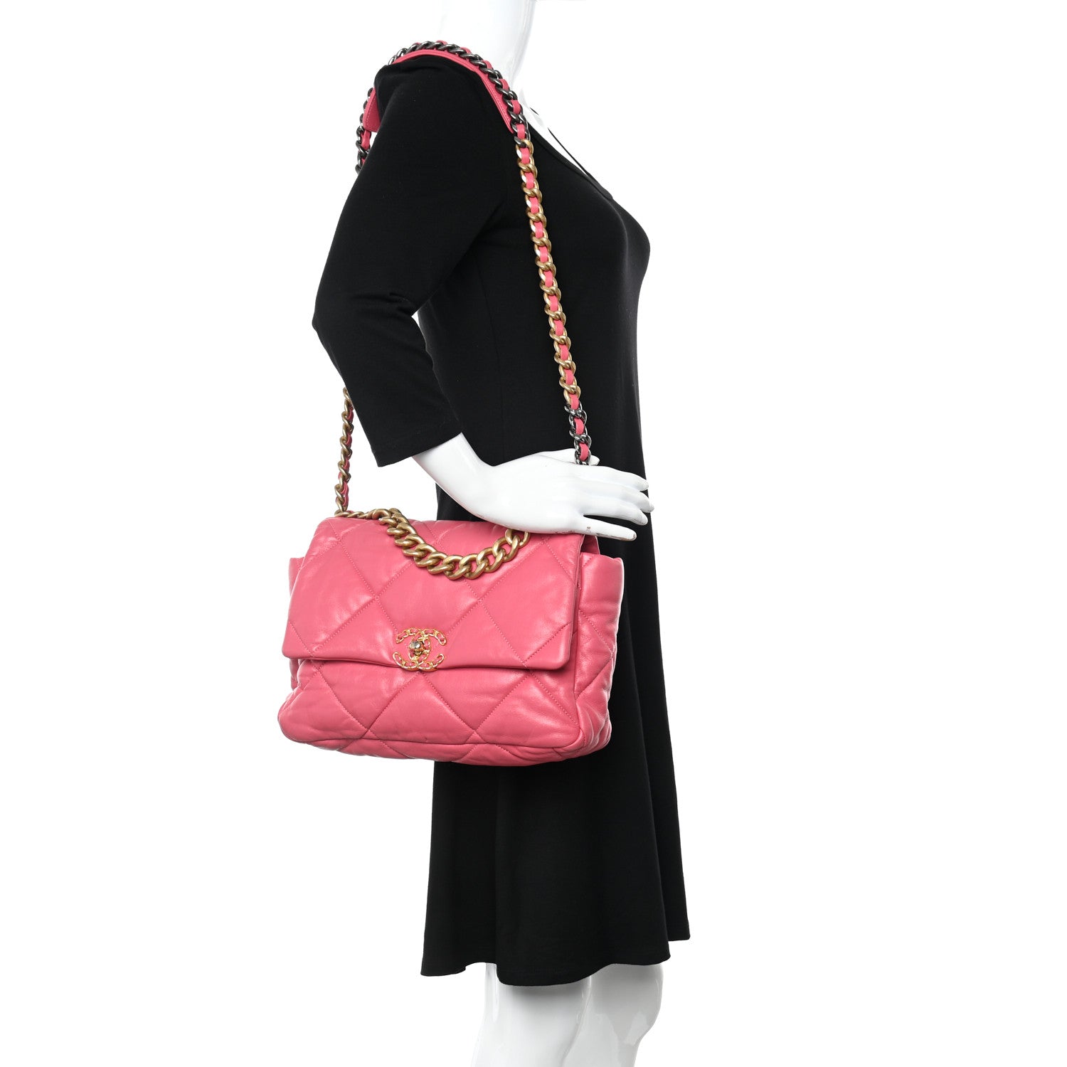 Chanel Goatskin Quilted Large Chanel 19 Flap Dark Pink 2 of 11