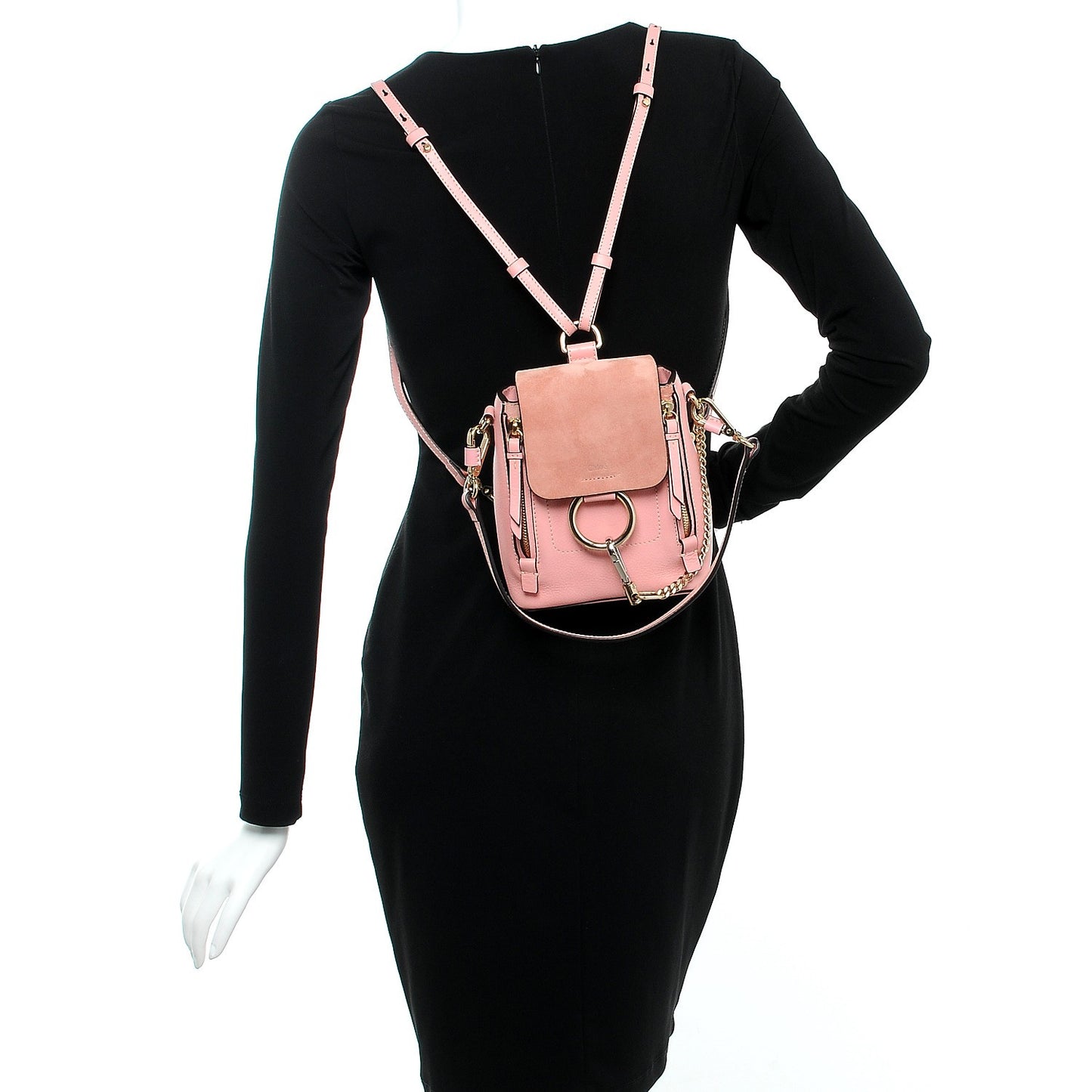 Suede Calfskin Mini Faye Backpack Washed Pink