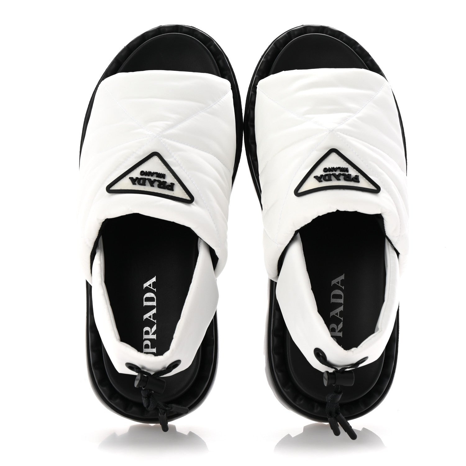 Prada Nylon Triangle Logo Padded Slingback Sandals 38 White 2 of 7