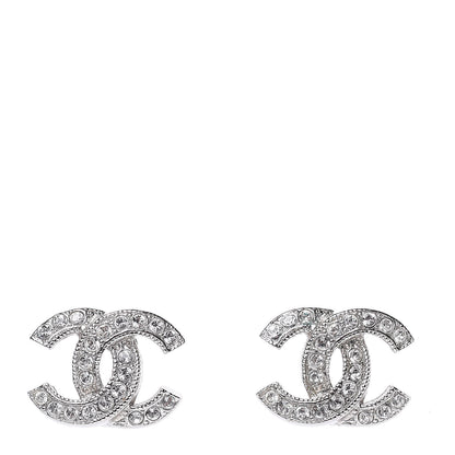 Chanel Crystal Mini Timeless CC Earrings Silver 1 of 5