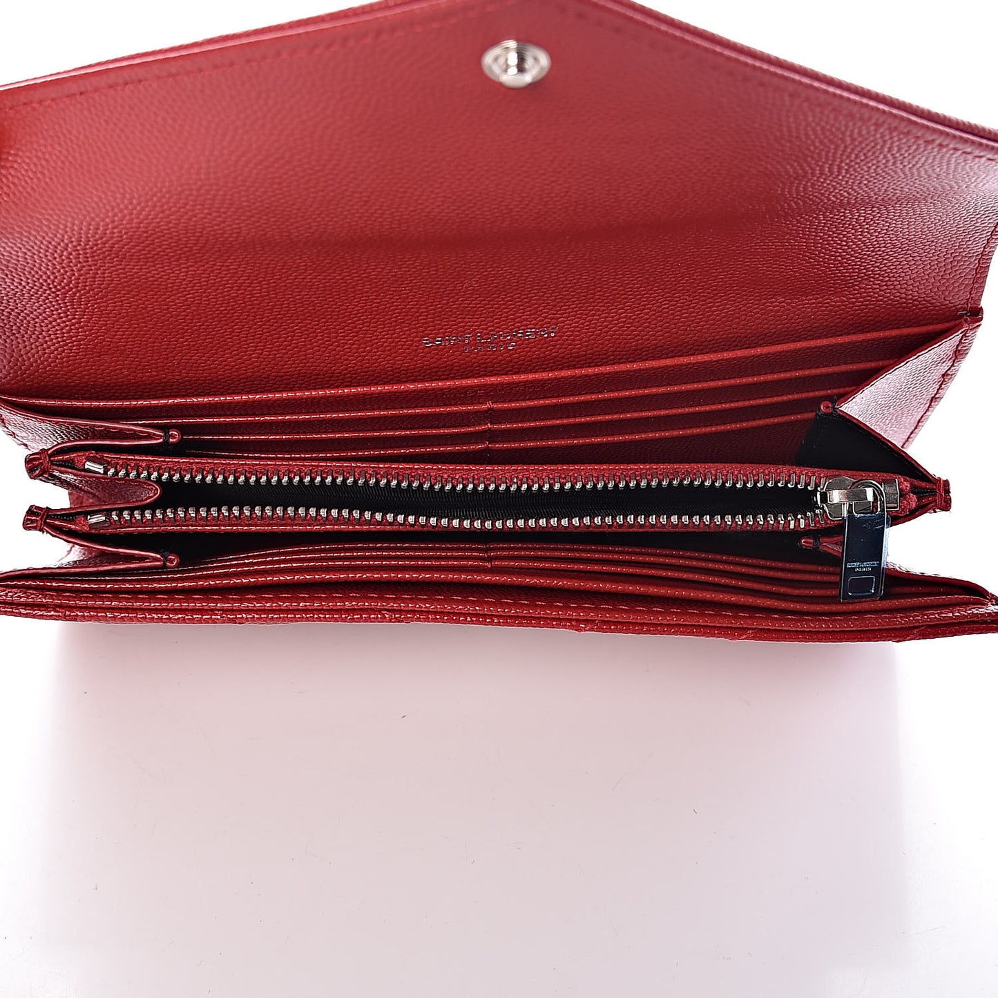 Grain De Poudre Matelasse Chevron Monogram Flap Wallet Red