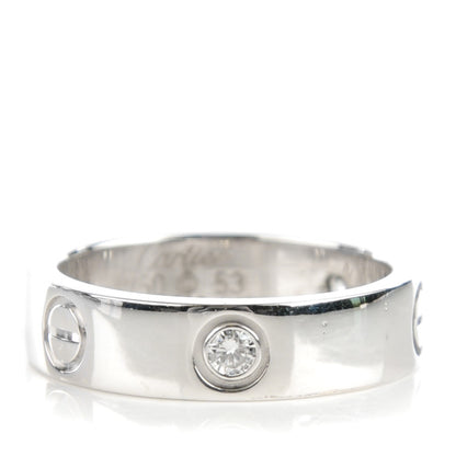 Cartier 18K White Gold 3 Diamond 5.5mm LOVE Ring 58 8.25 1 of 5
