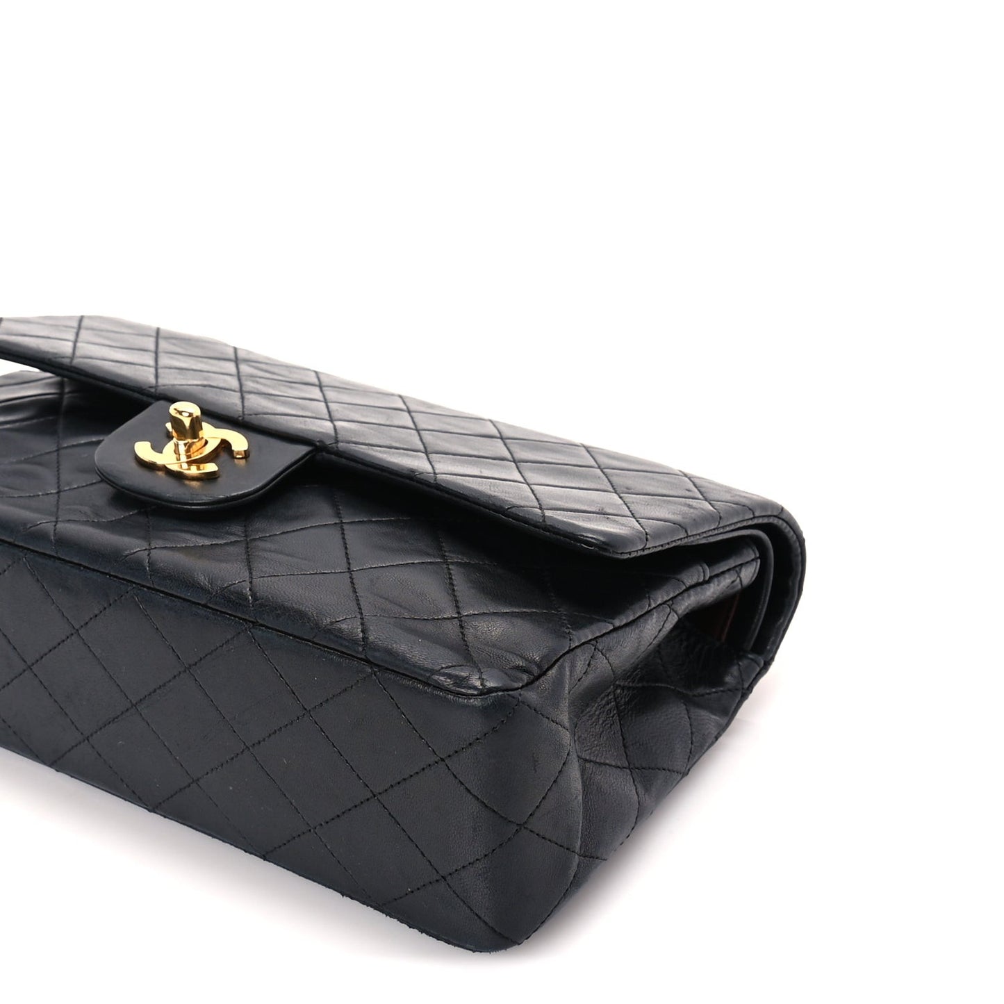 Lambskin Quilted Medium Double Flap Black