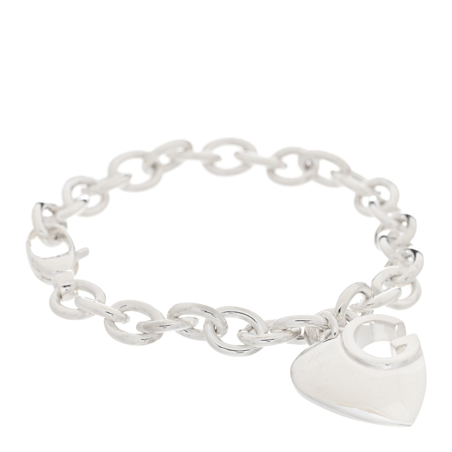Sterling Silver G Heart Charm Link Bracelet