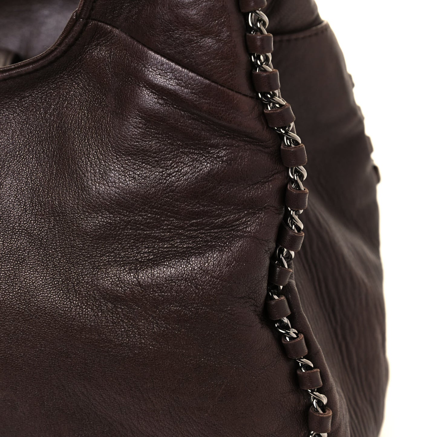 Lambskin Chain Hobo Brown
