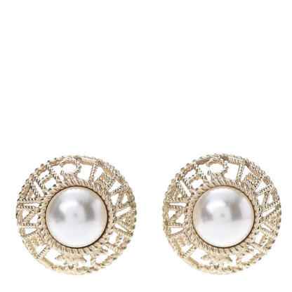 Chanel Pearl CC Round Rope Logo Earrings Gold 1 of 5