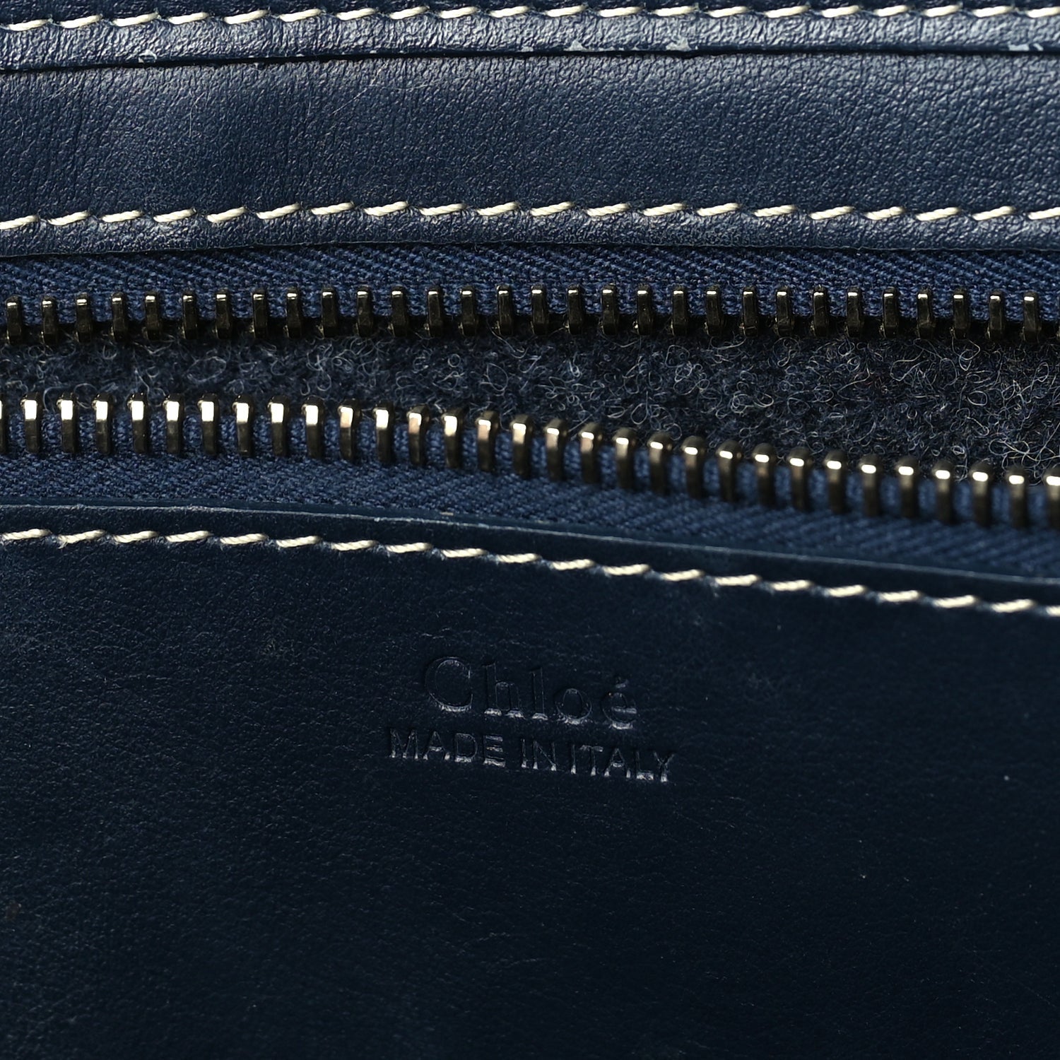 Chloe Felt Shiny Calfskin Large Woody Ribbon Tote Obscure Navy 5 of 8
