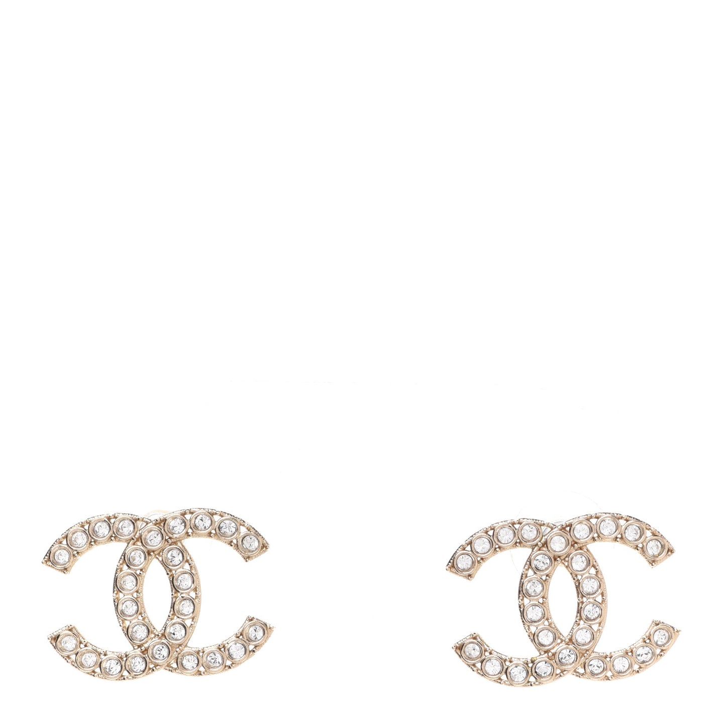 Crystal CC Large Stud Earrings Gold