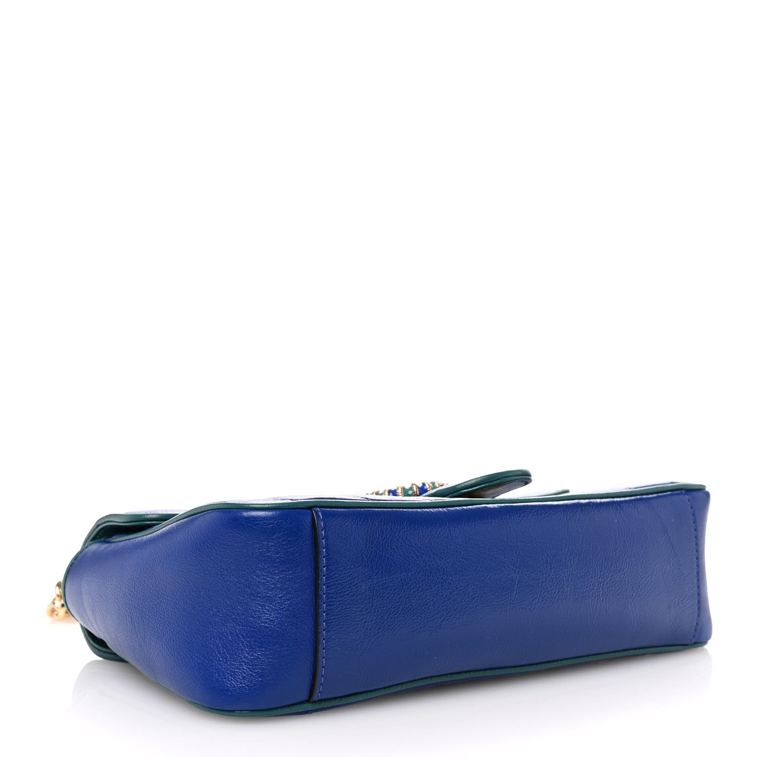 Gucci Azalea Calfskin Enamel Matelasse Diagonal Small Torchon GG Marmont Shoulder Bag Imperial Blue Pavone 4 of 7