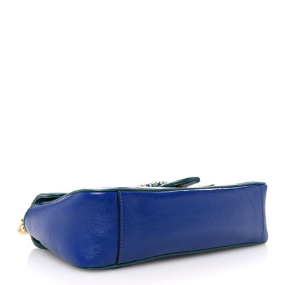 Gucci Azalea Calfskin Enamel Matelasse Diagonal Small Torchon GG Marmont Shoulder Bag Imperial Blue Pavone 4 of 7