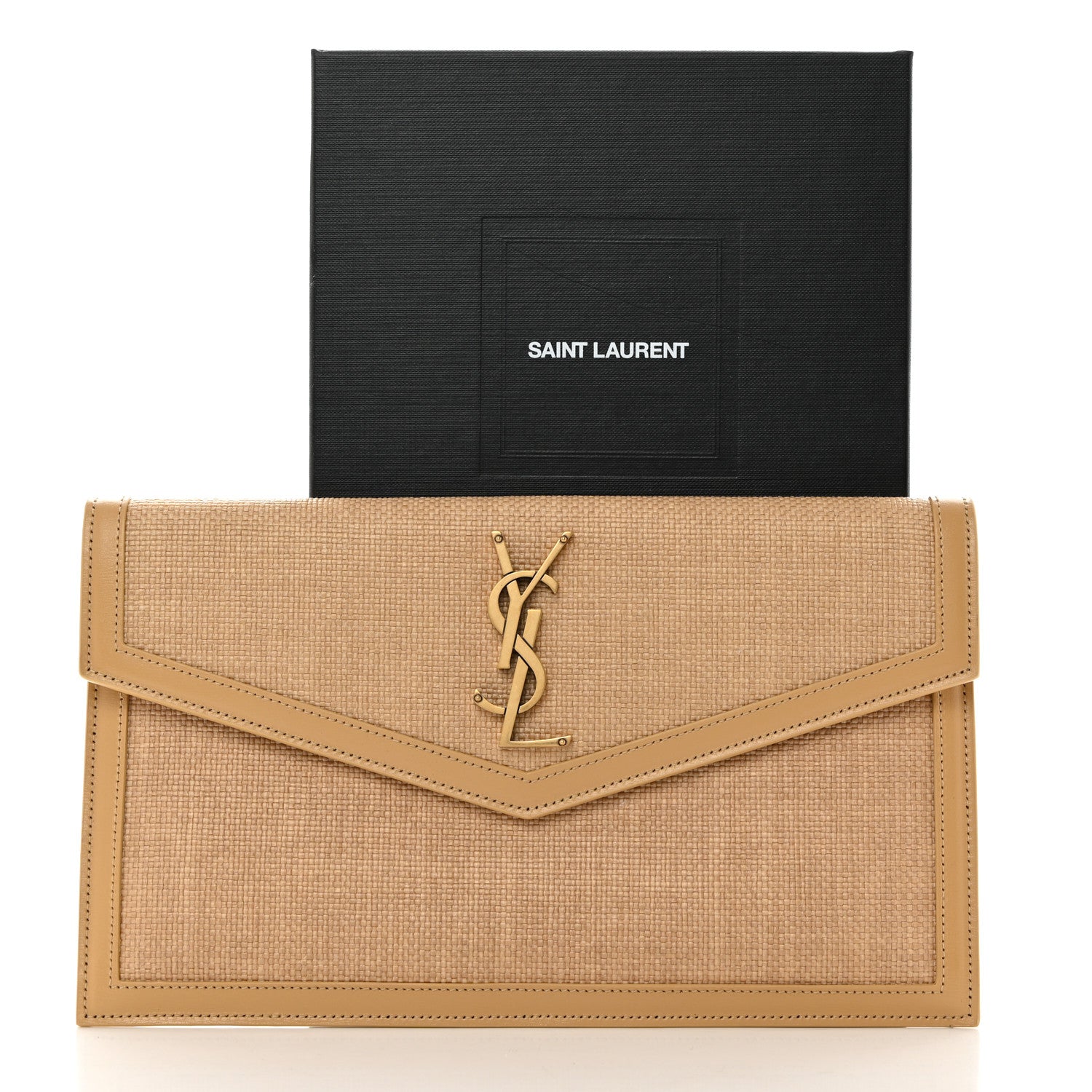 Saint Laurent Micro Raffia Uptown Pouch Natural Hay Blush 8 of 8