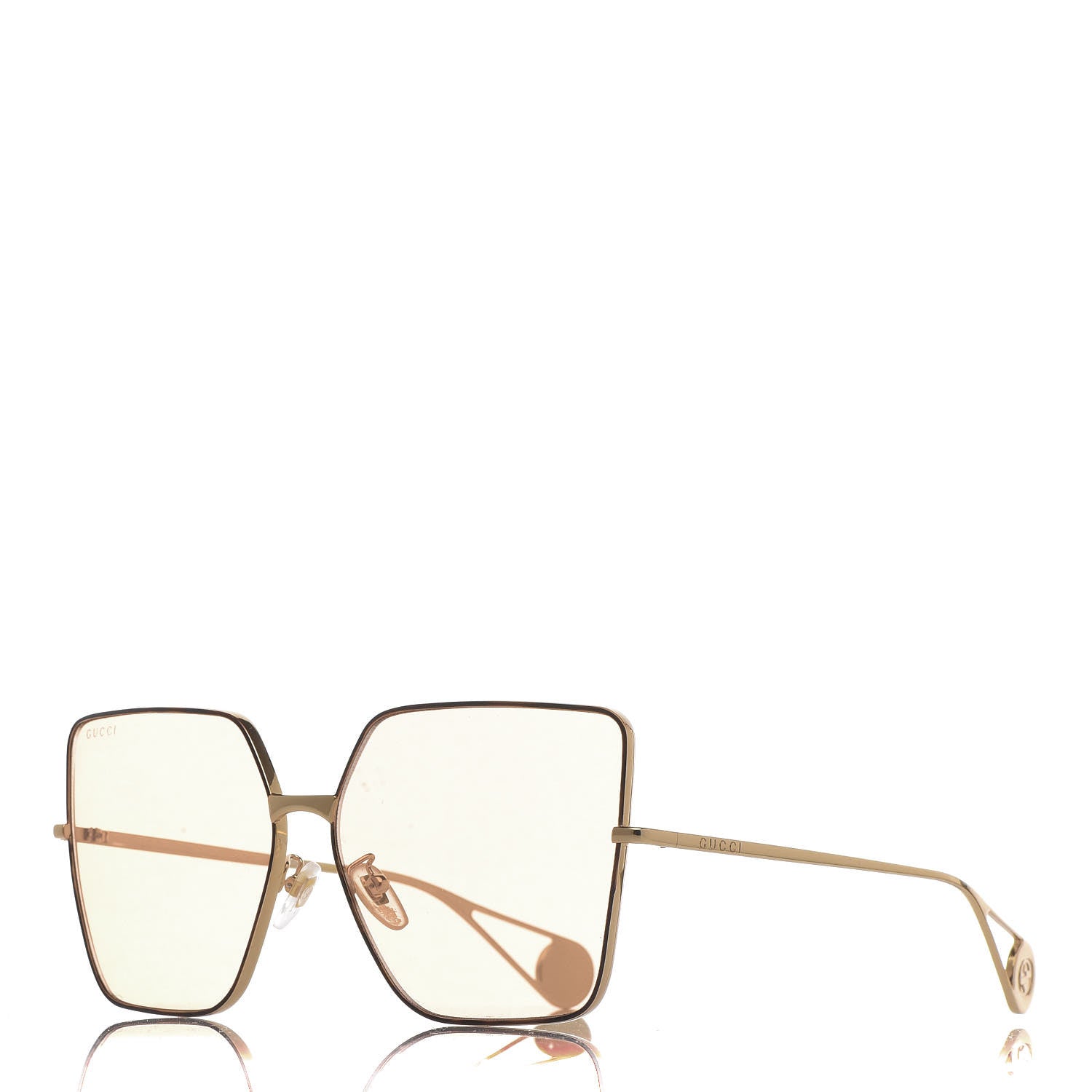 Gucci Square Frame GG0106S Sunglasses Havana Gold 1 of 8