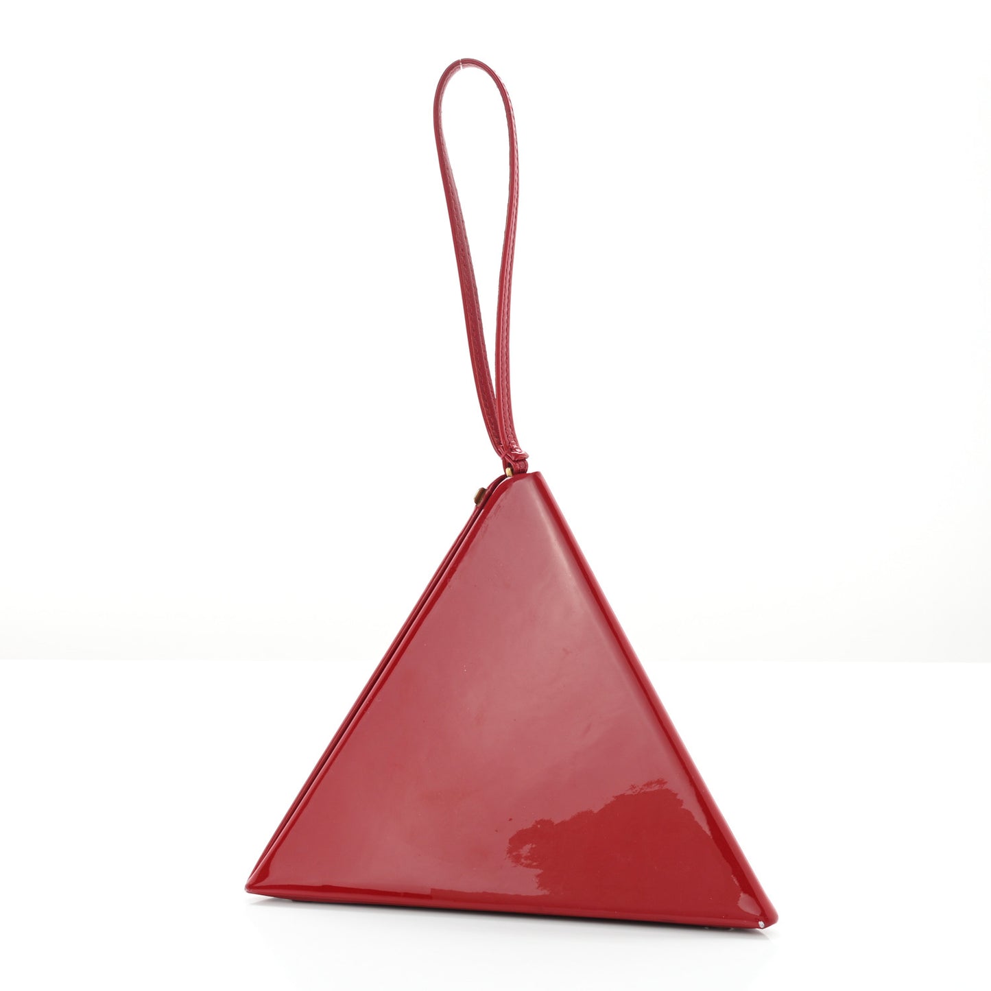 Patent Pyramid Clutch Rouge
