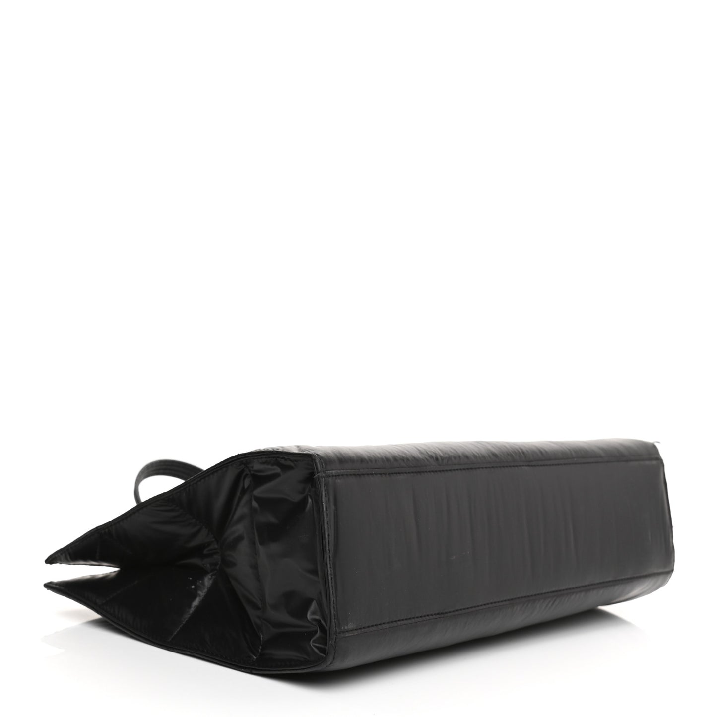 Nylon Medium Puff Shopping Bag Black