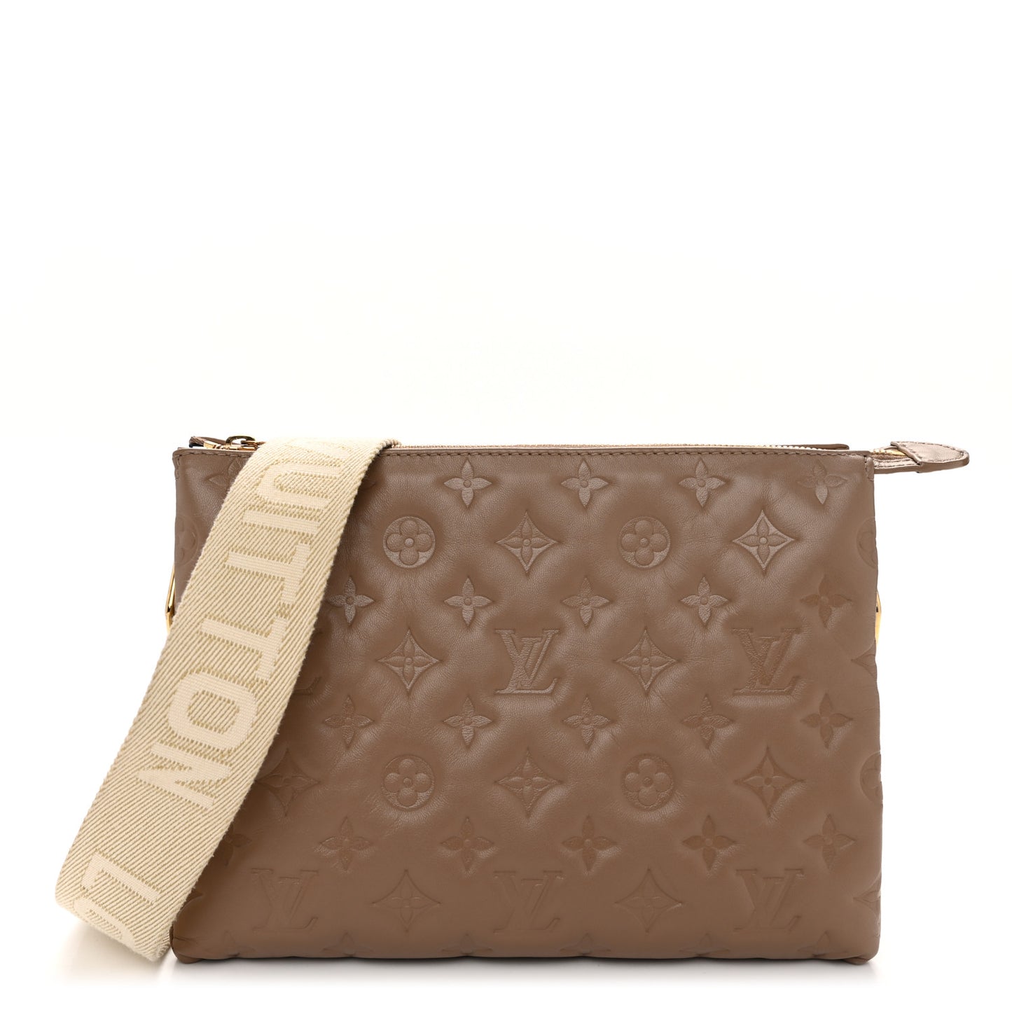Lambskin Embossed Monogram Coussin PM Taupe