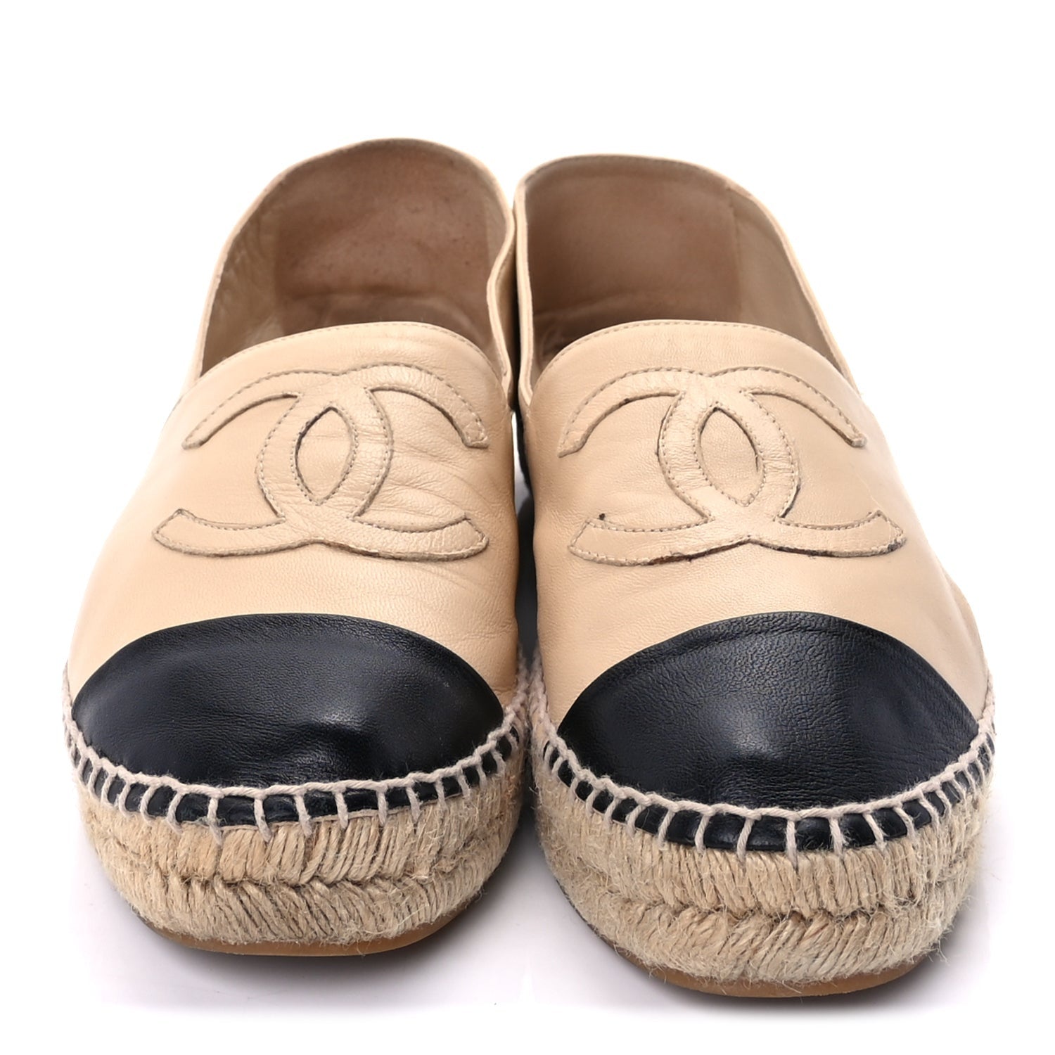 Chanel Lambskin CC Espadrilles 40 Beige Black 2 of 9