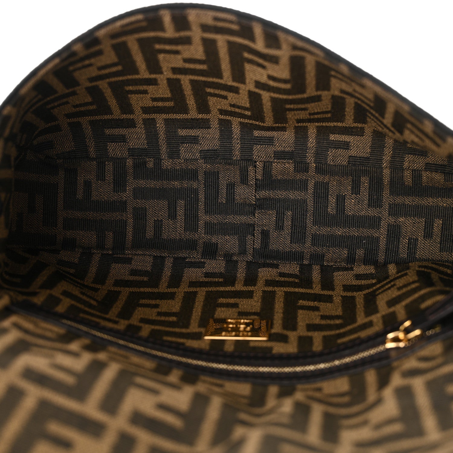 Fendi Fabric Jacquard FF 1974 Medium Baguette Tobacco Moro Black 5 of 10