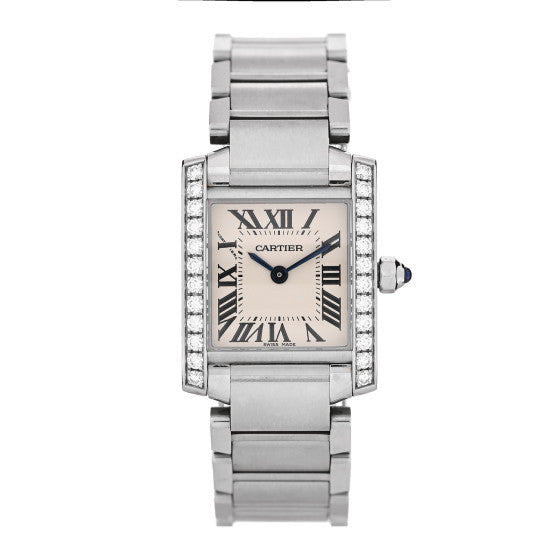 Stainless Steel Diamond Bezel 20mm Tank Francaise Quartz Watch