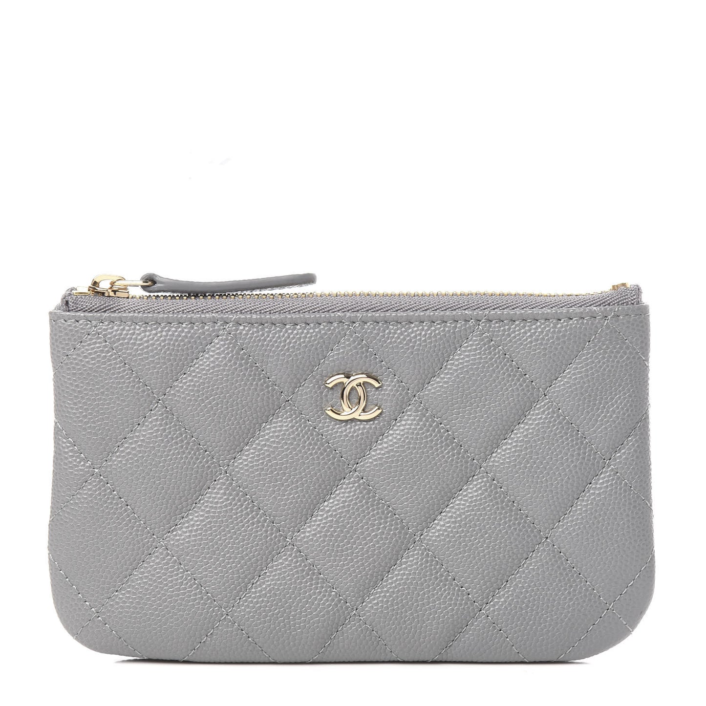 Caviar Quilted Small Cosmetic Case Grey