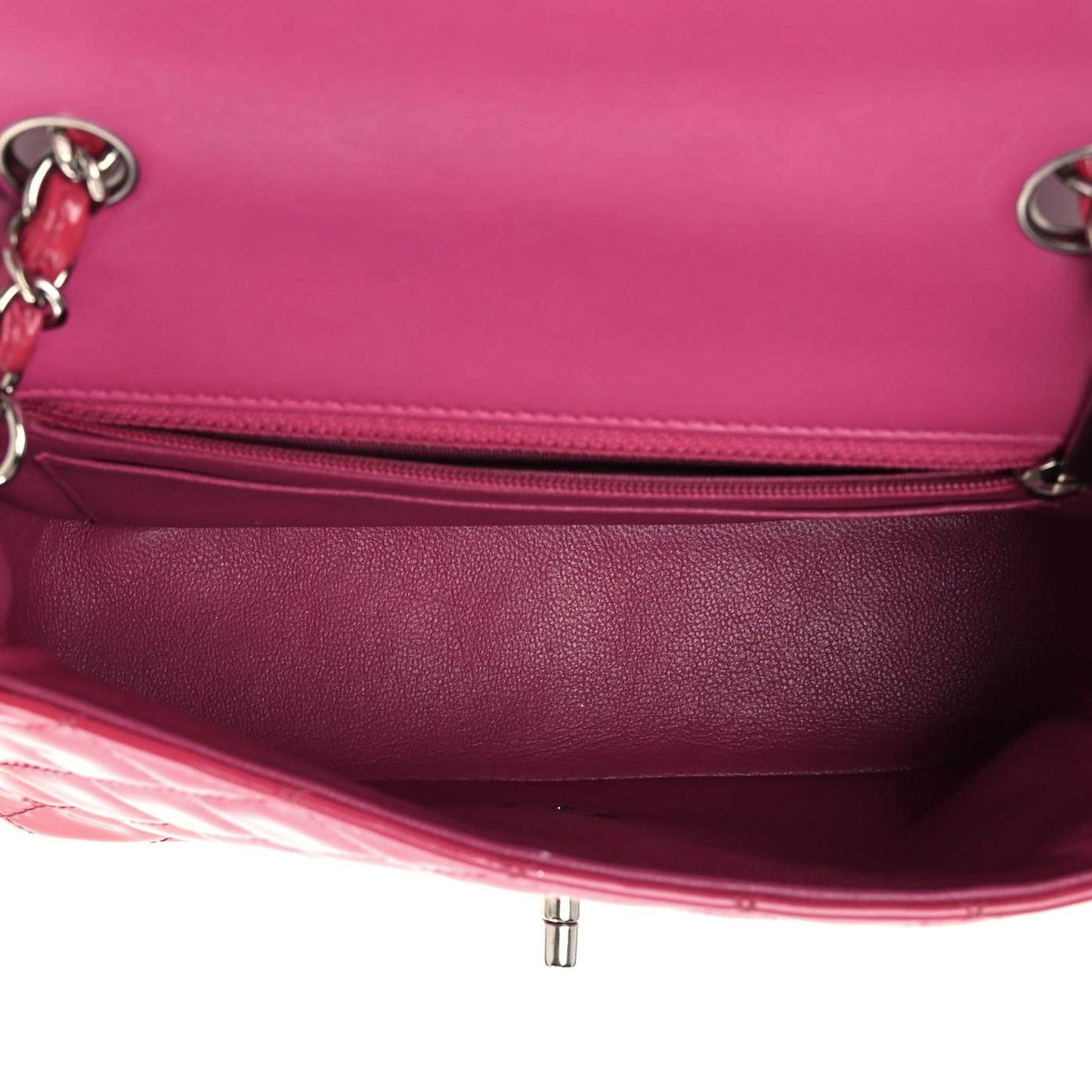 Patent Calfskin Quilted Mini Rectangular Flap Pink