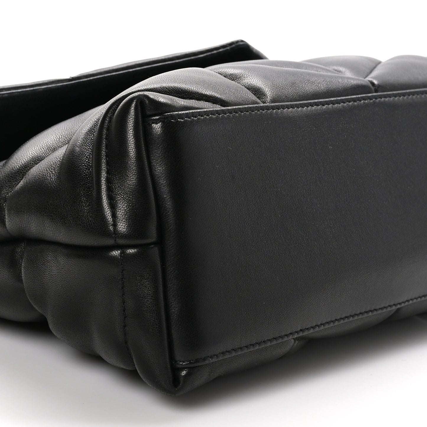 Lambskin Quilted Monogram Monochrome Small Loulou Puffer Chain Satchel Black