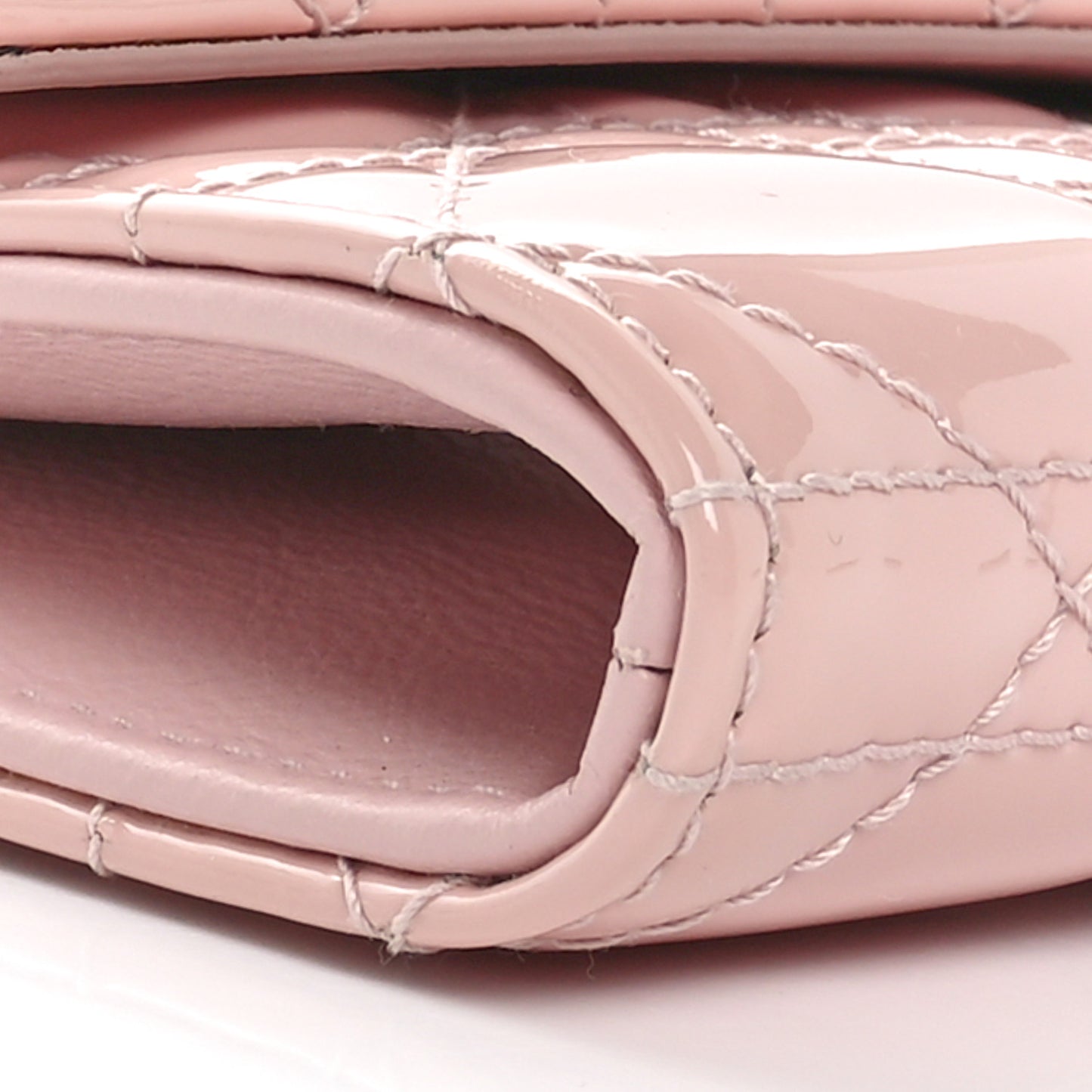 Patent Cannage Lady Dior Rendezvous Wallet On Chain Light Pink