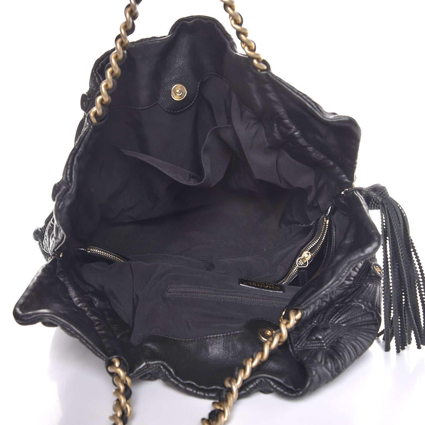 Calfskin Embroidered Ca D’Oro Tote Black