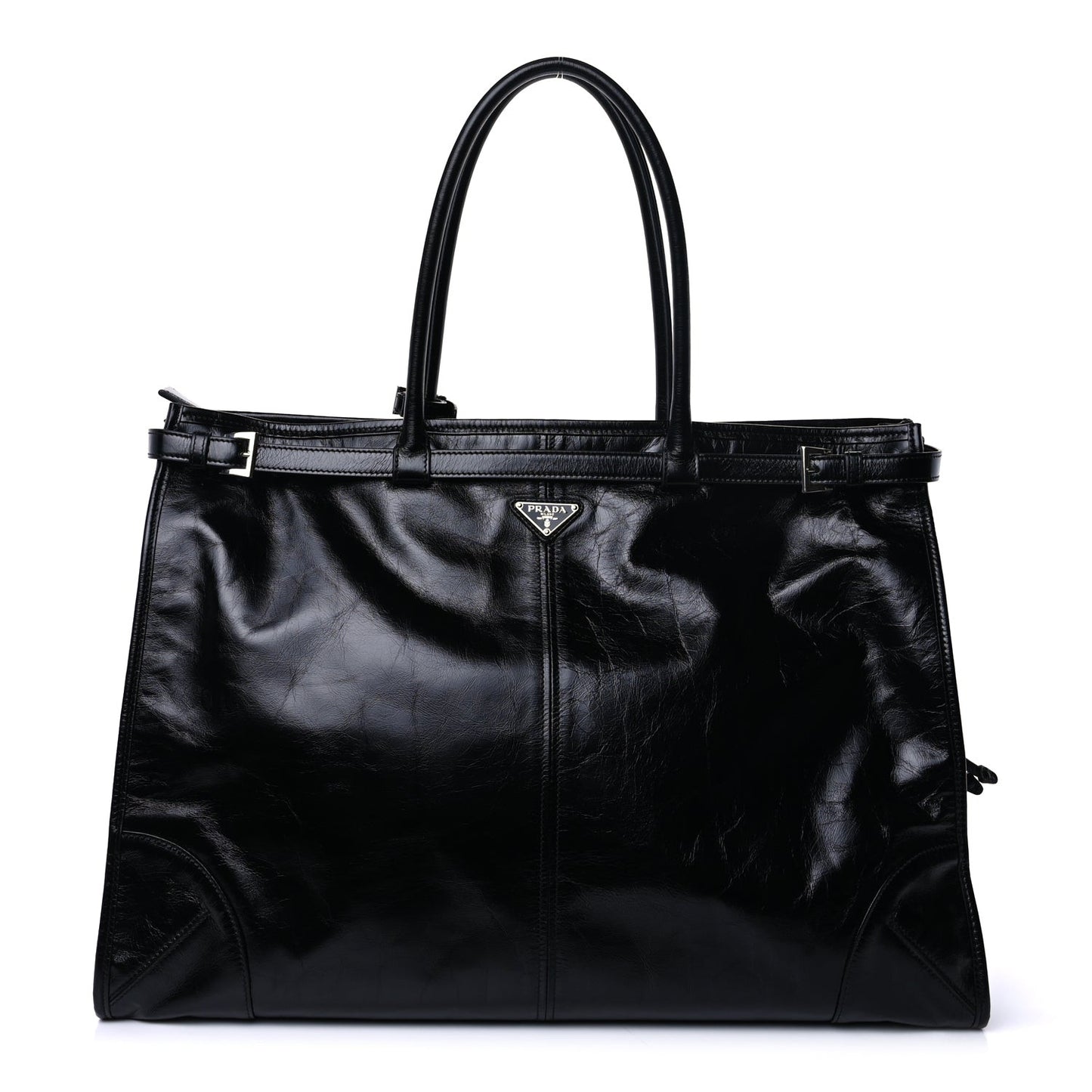 Glossy Calfskin Triangle Extra Large Bonnie Shoulder Bag  Black