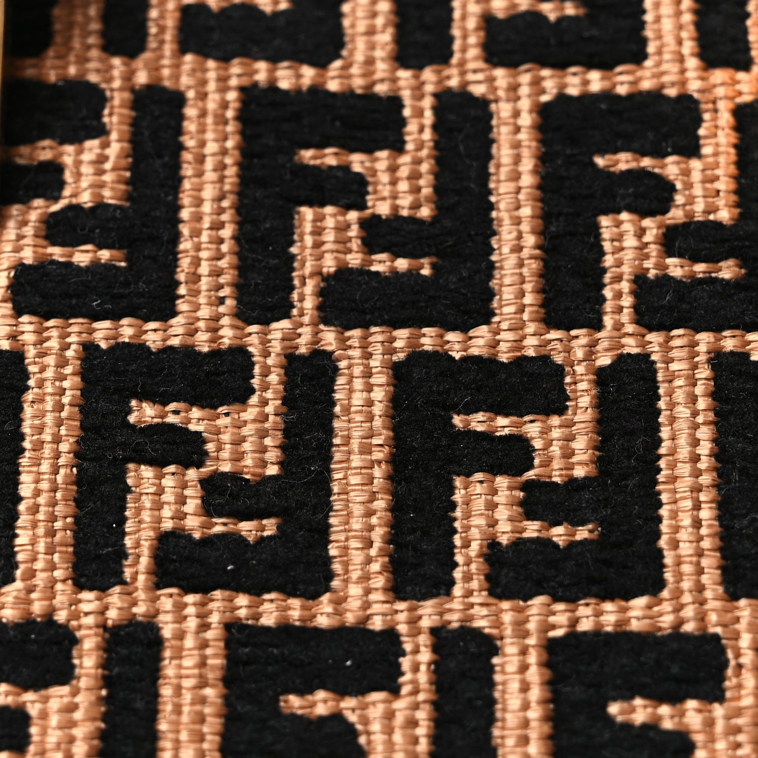 Fendi Raffia Chenille Vitello King Plexiglass Micro FF Mini By The Way Top Handle Boston Bag Naturale Black 6 of 8