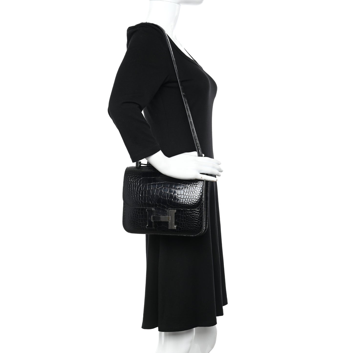 Shiny Alligator Constance 24 Black