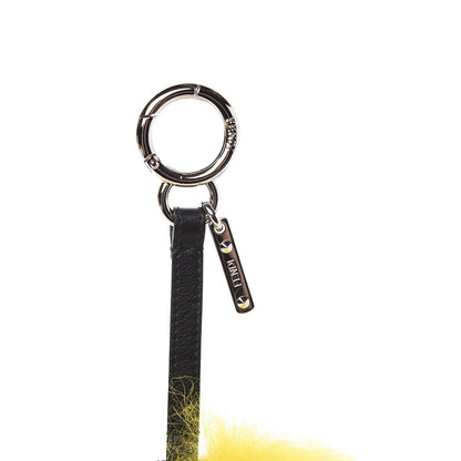Fendi Fox Mink Fur Mirror Monster Bag Bug Charm Black Yellow 3 of 6