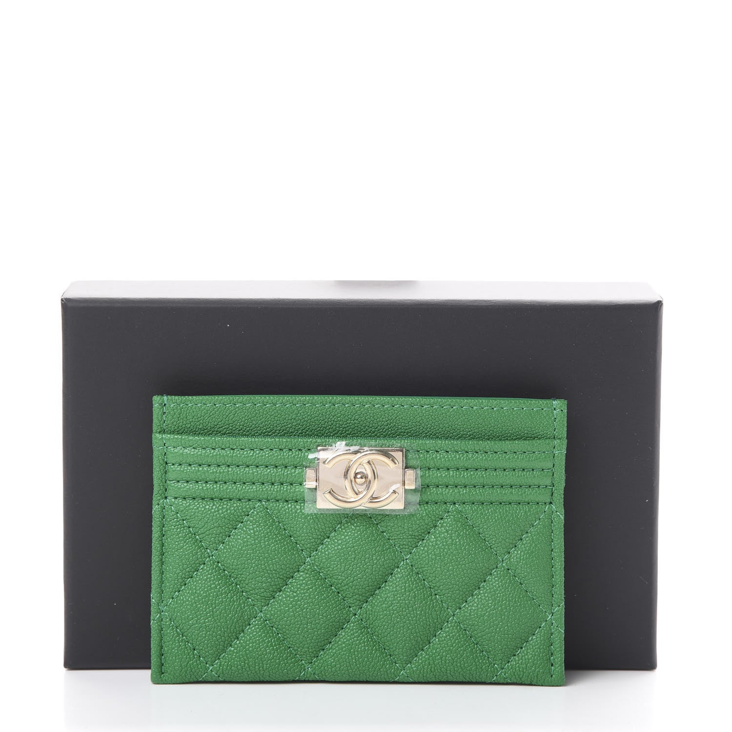 Chanel Caviar Quilted Boy Card Holder Green 8 of 8