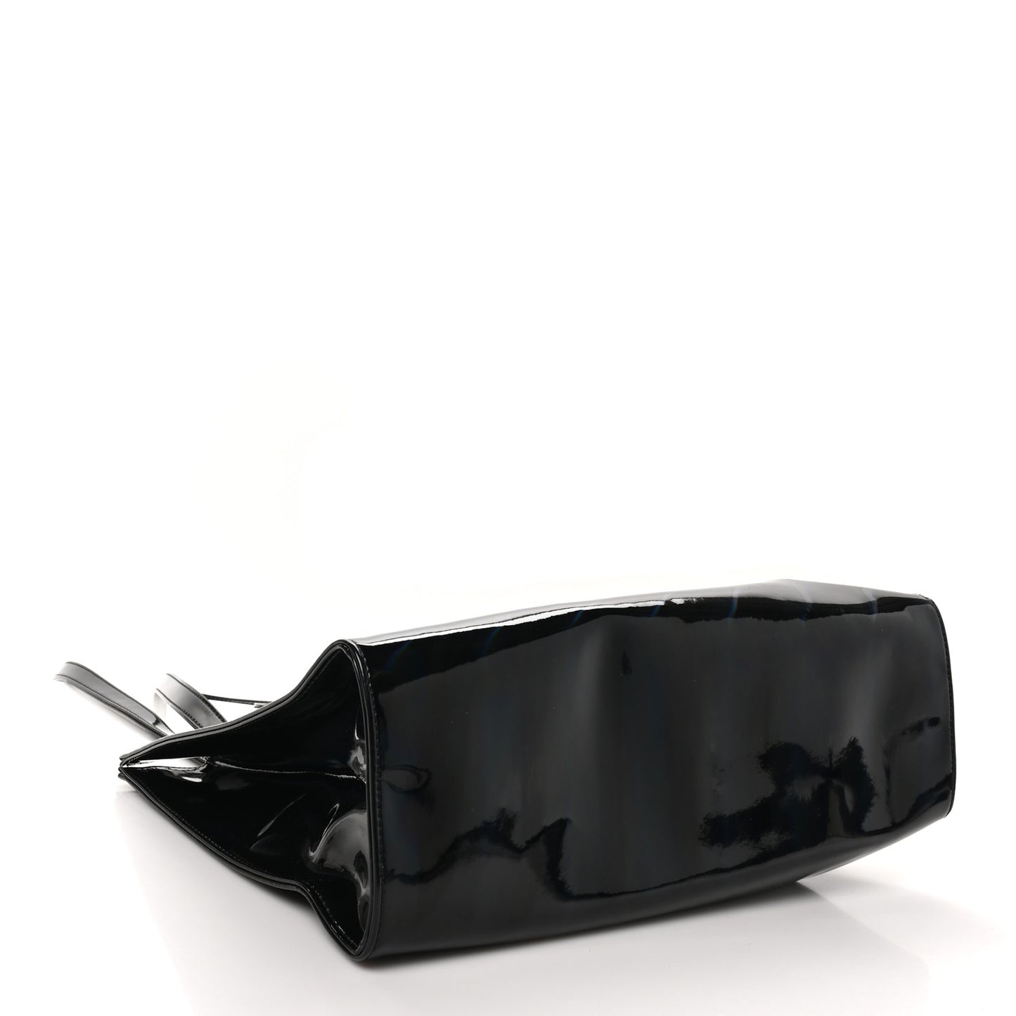 Patent Vegan Leather Medium Shopping Bag Black Rainbow