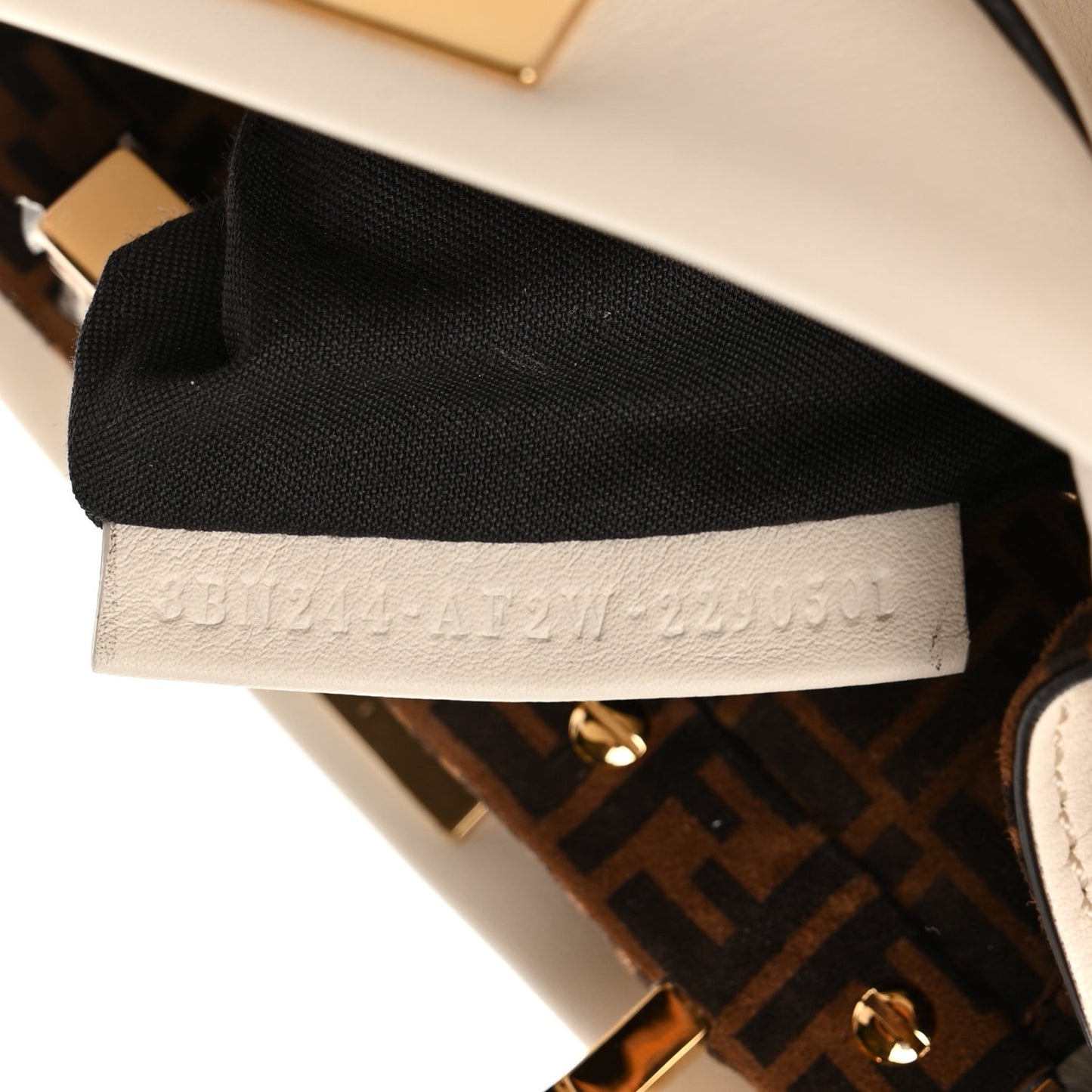 Vitello Seta Suede FF Mini Peekaboo Iconic Satchel Uovo Sigaro Marrone