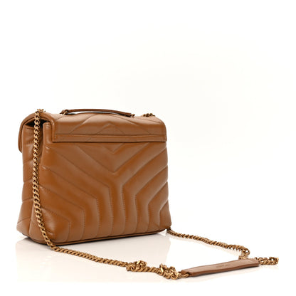 Saint Laurent Calfskin Y Quilted Monogram Small Loulou Chain Satchel  Dark Natural 2 of 8