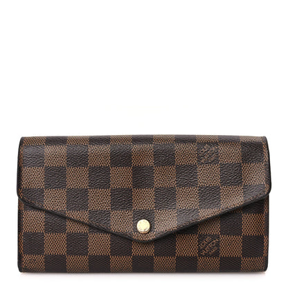 Louis Vuitton Damier Ebene Sarah Wallet NM Rose Ballerine 1 of 7