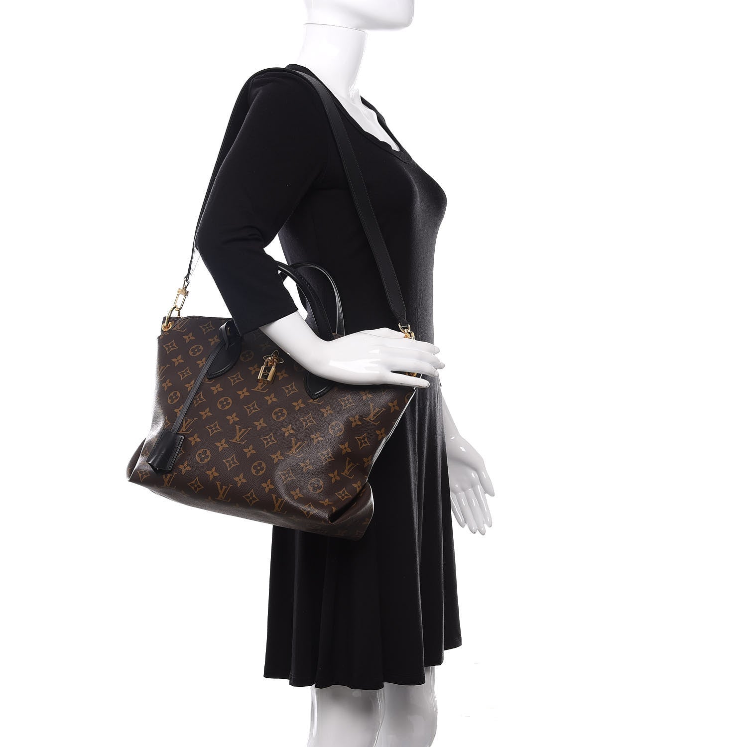 Louis Vuitton Monogram Flower Zipped Tote MM Black 2 of 10
