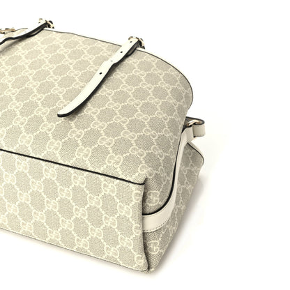 Gucci Supreme Monogram Emblem Medium Tote Bag Mystic White Oatmeal 9 of 9