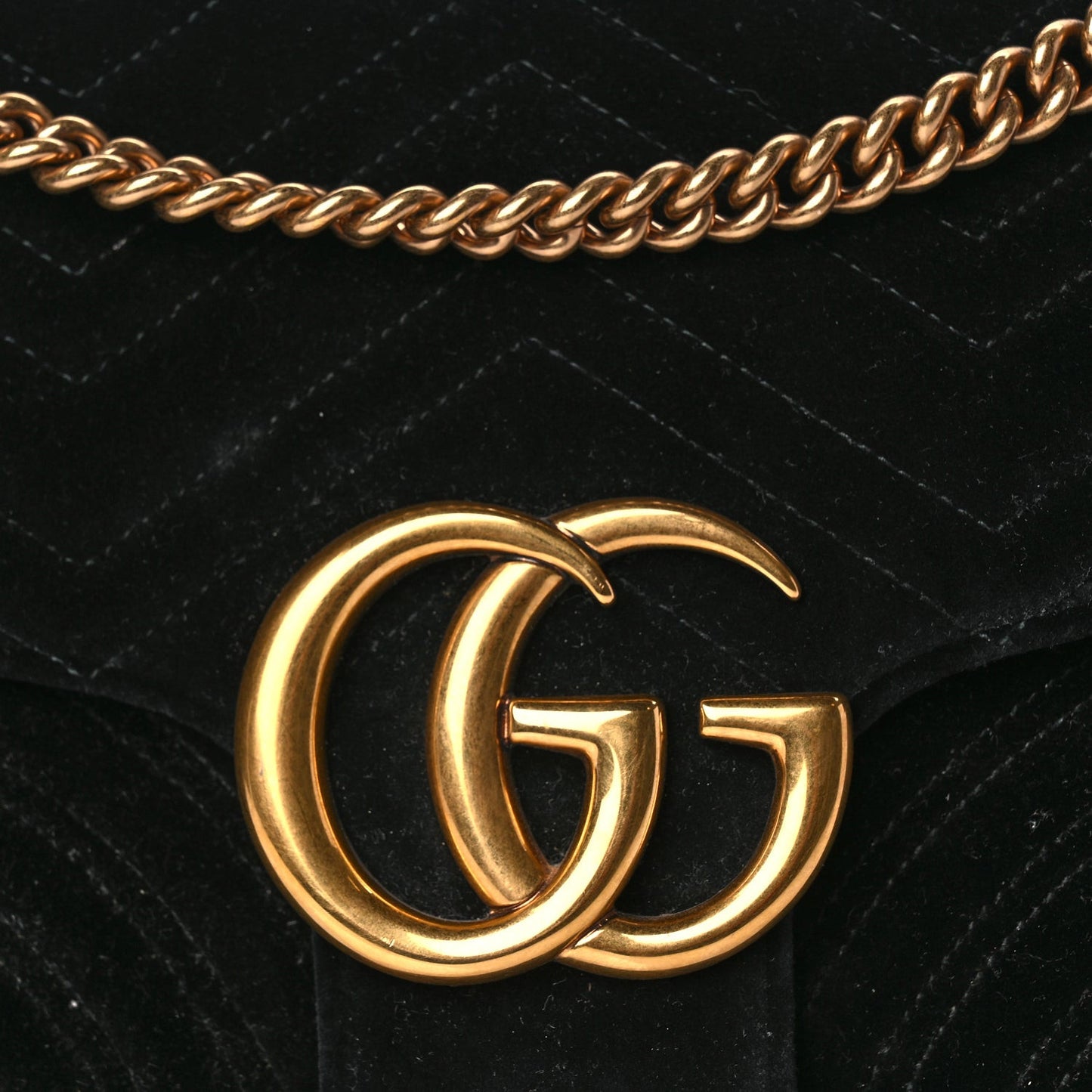 Velvet Matelasse Medium GG Marmont Shoulder Bag Black