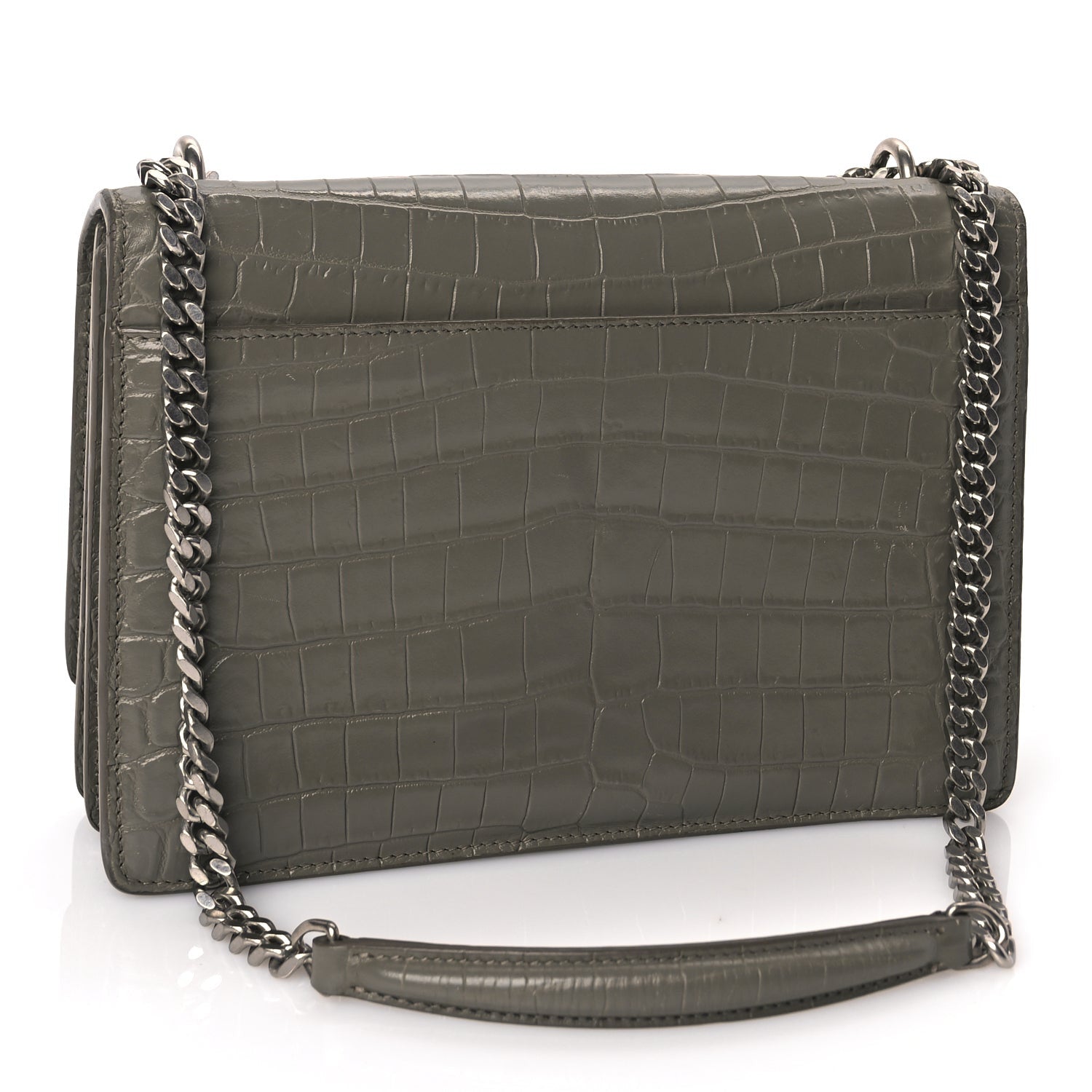 Saint Laurent Calfskin Crocodile Embossed Medium Monogram Sunset Fog 2 of 8
