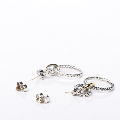 David Yurman Sterling Silver 18K Yellow Gold Cable Classics Doorknocker Earrings 3 of 6