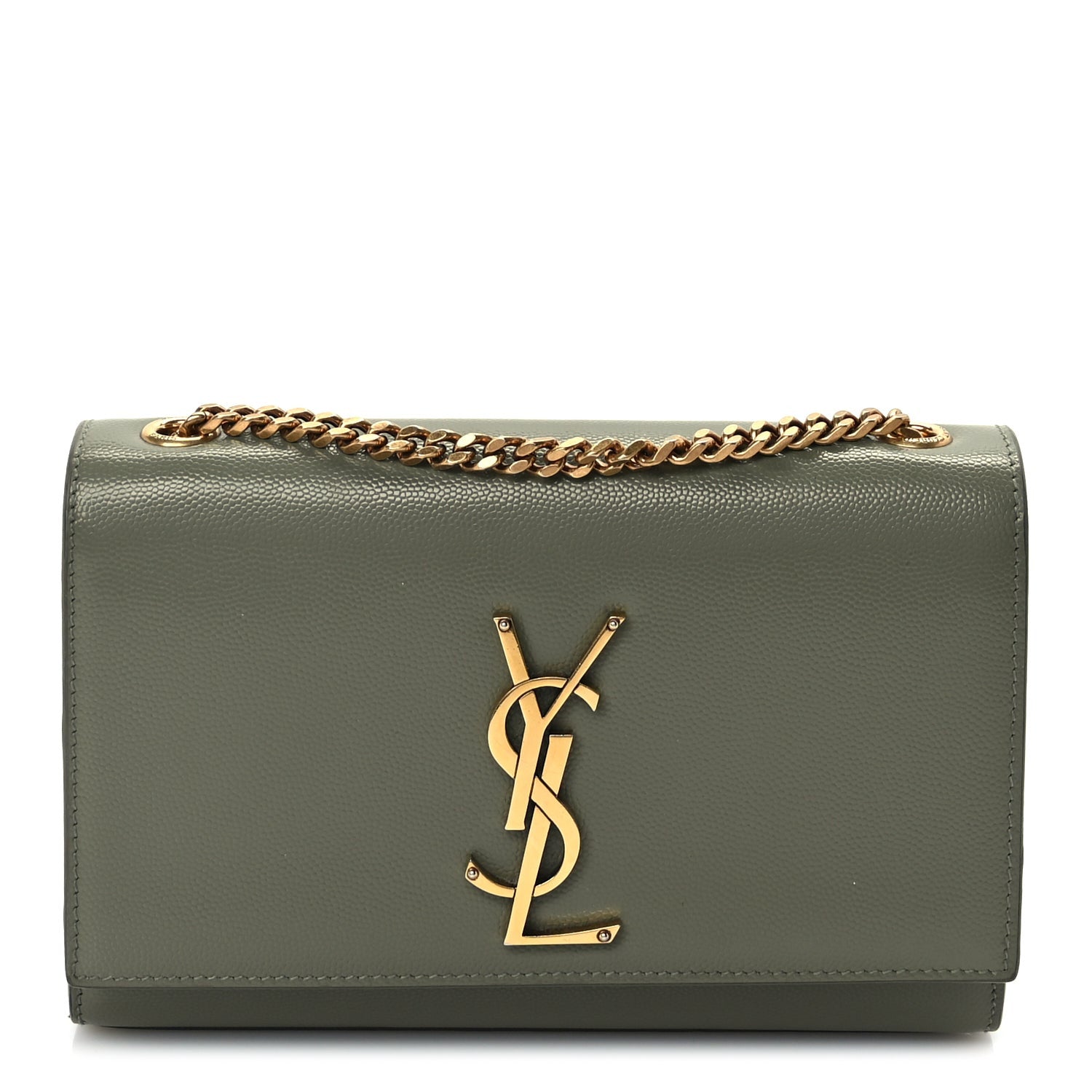 Saint Laurent Grain De Poudre Small Monogram Kate Satchel  Light Sage 1 of 8