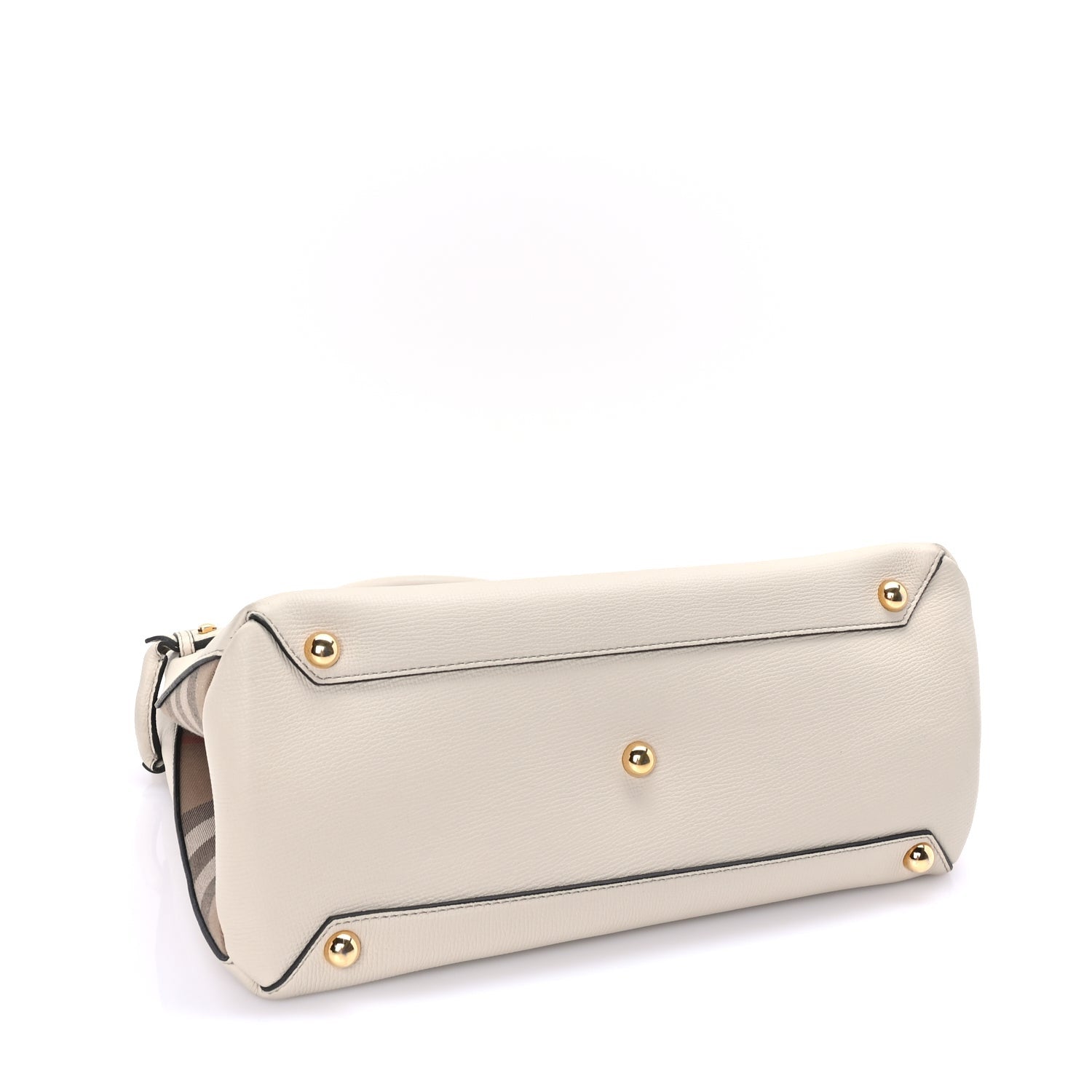 Burberry Derby Calfskin House Check Medium Banner Tote Limestone Limestone 3 of 7