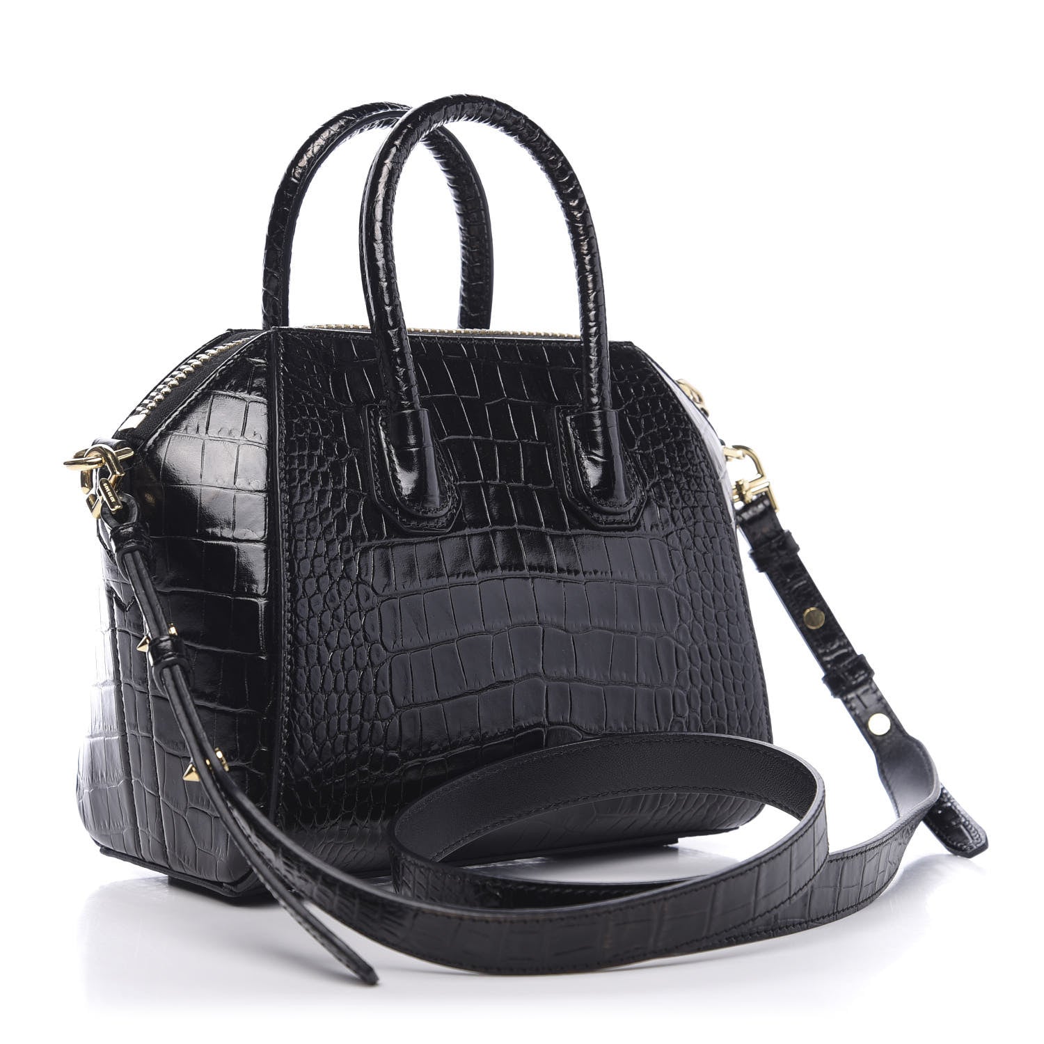 Givenchy Calfskin Crocodile Embossed Mini Antigona Black 3 of 11
