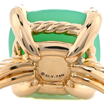 David Yurman 18K Yellow Gold Diamond Chrysoprase 11mm Chatelaine Ring 54 7 5 of 6