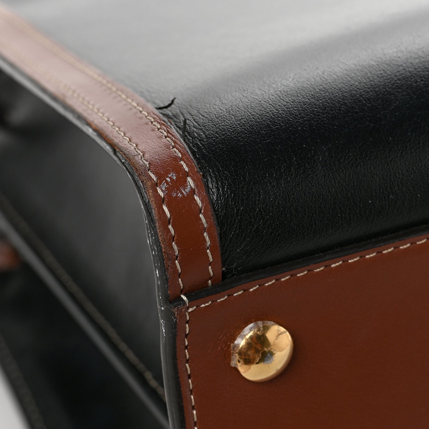Burberry Calfskin Vintage Check Medium Two Handle Title Bag Black 6 of 8