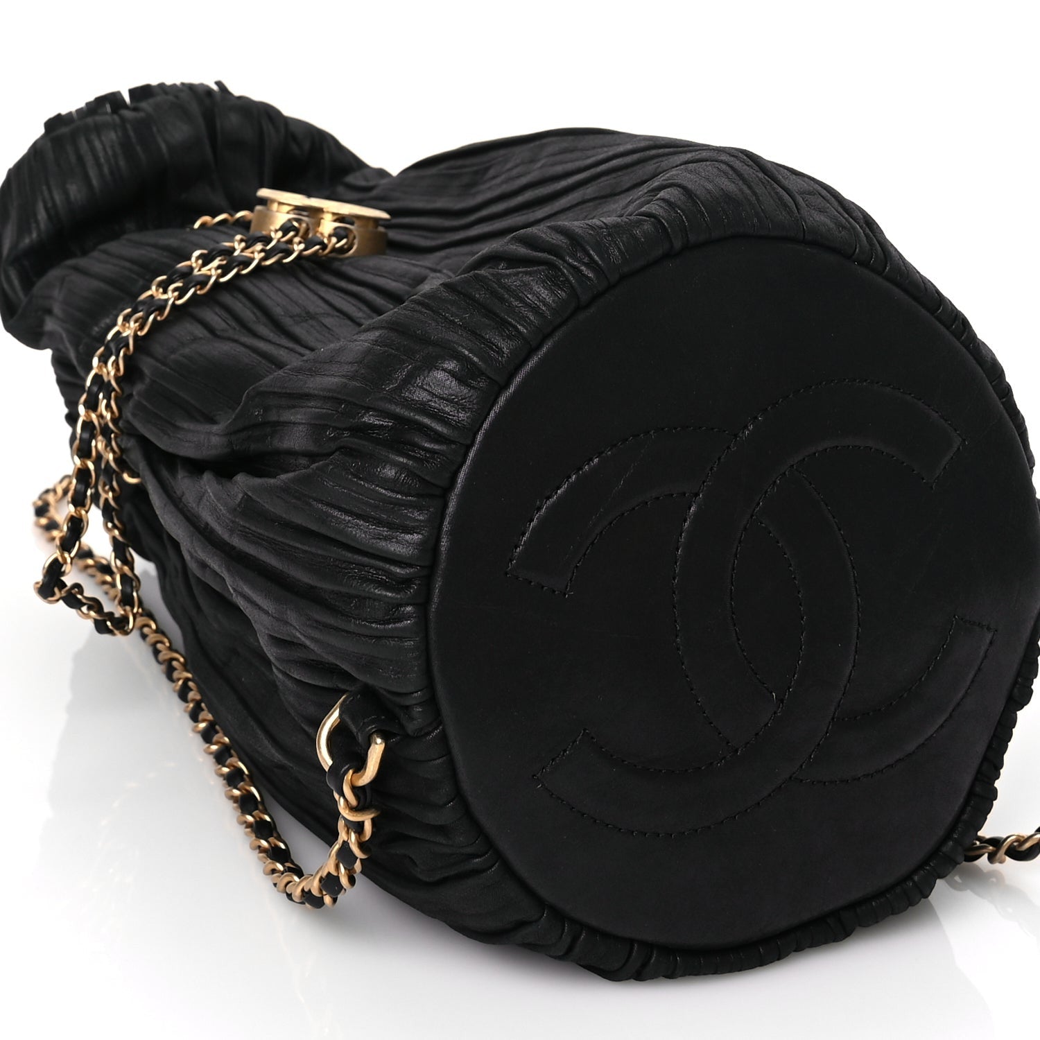 Chanel Iridescent Crumpled Calfskin Small Coco Pleats Backpack Black 8 of 9