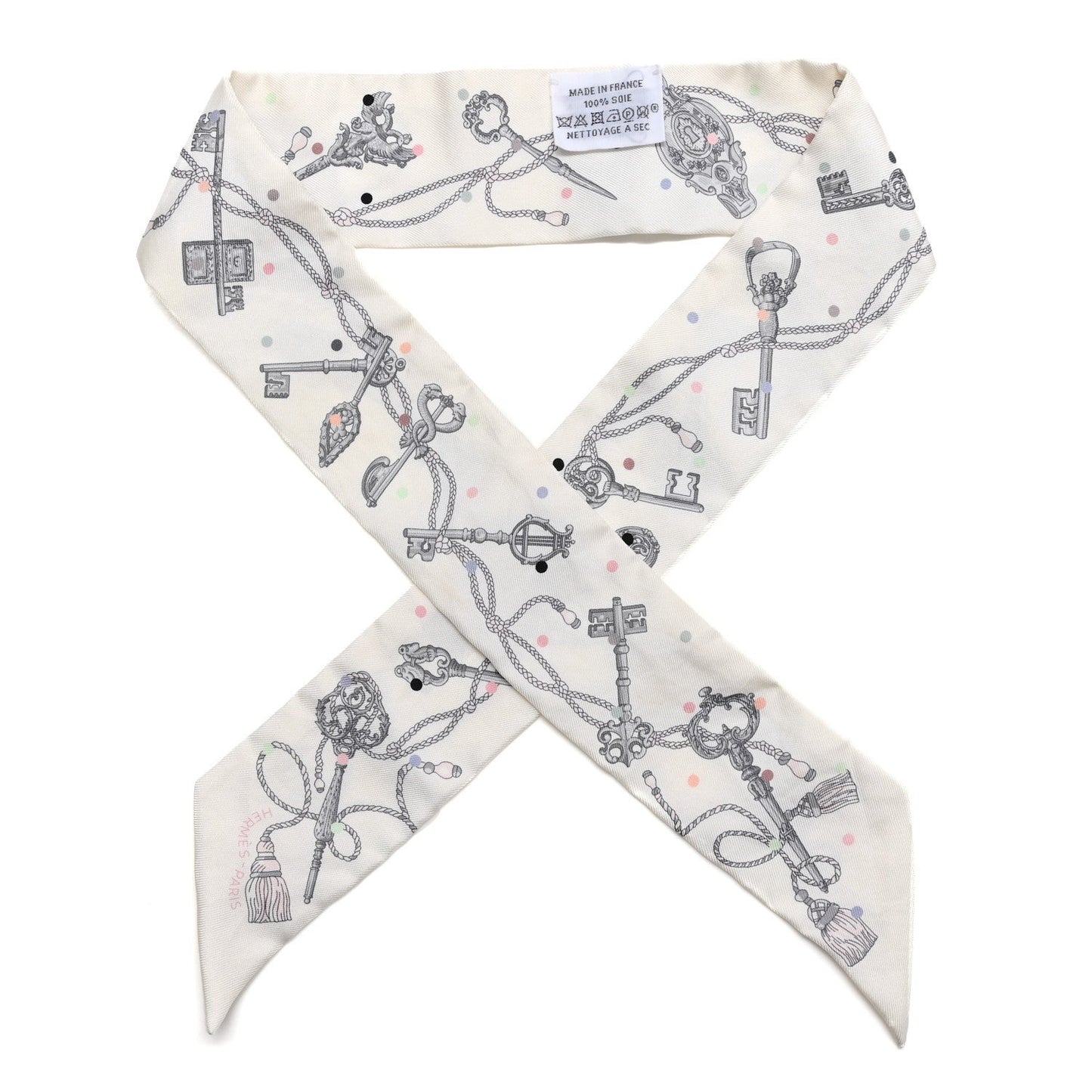 Silk Les Cles A Pois Twilly White Gris Acier